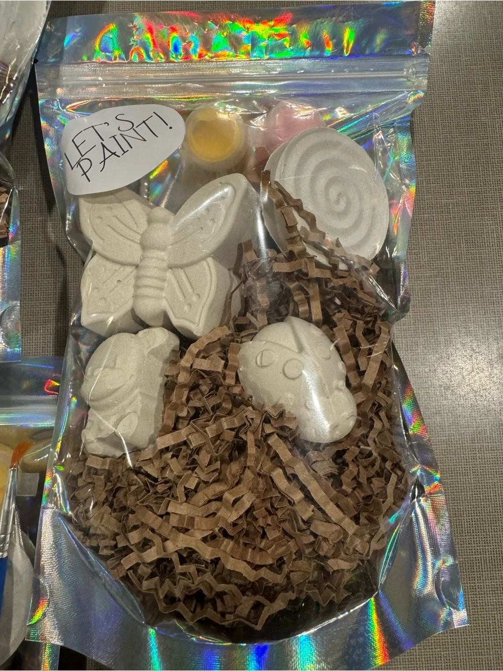 Hand Crafted Paint-Your-Own White Ceramic Party Favor Kits with Paint Pots